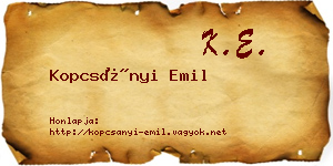 Kopcsányi Emil névjegykártya
