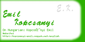 emil kopcsanyi business card